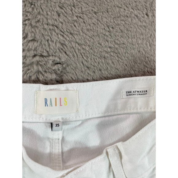 NWT Rails Atwater Blanche Distressed White Slouchy Straight Leg Jeans School 25 - Picture 10 of 11